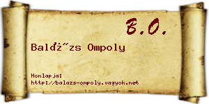 Balázs Ompoly névjegykártya